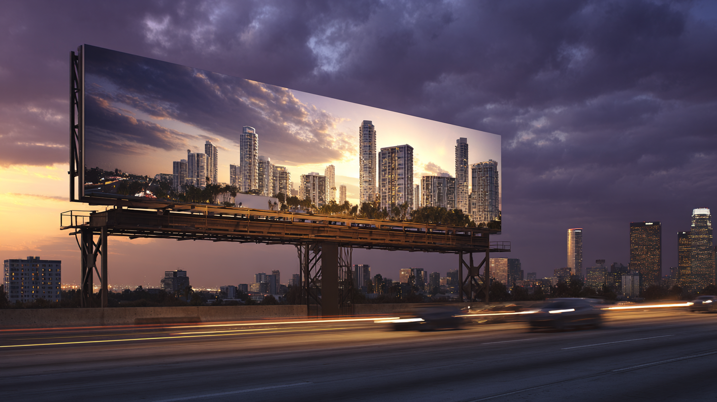 Monumental outdoor billboard announcing a luxury real estate development