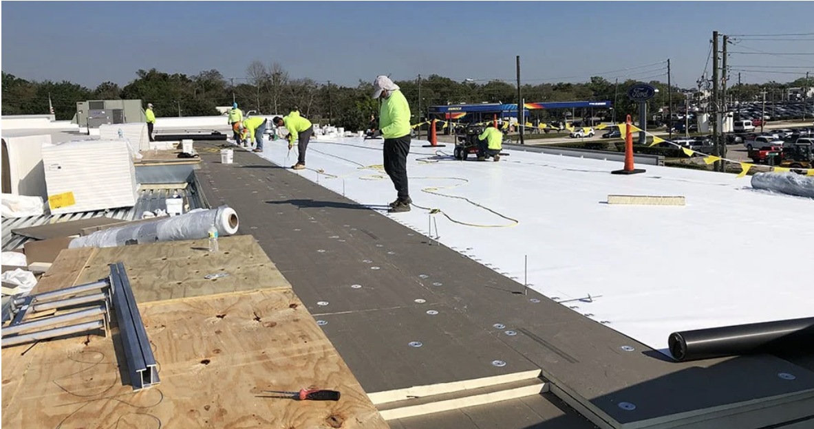Commercial warehouse roofing installation