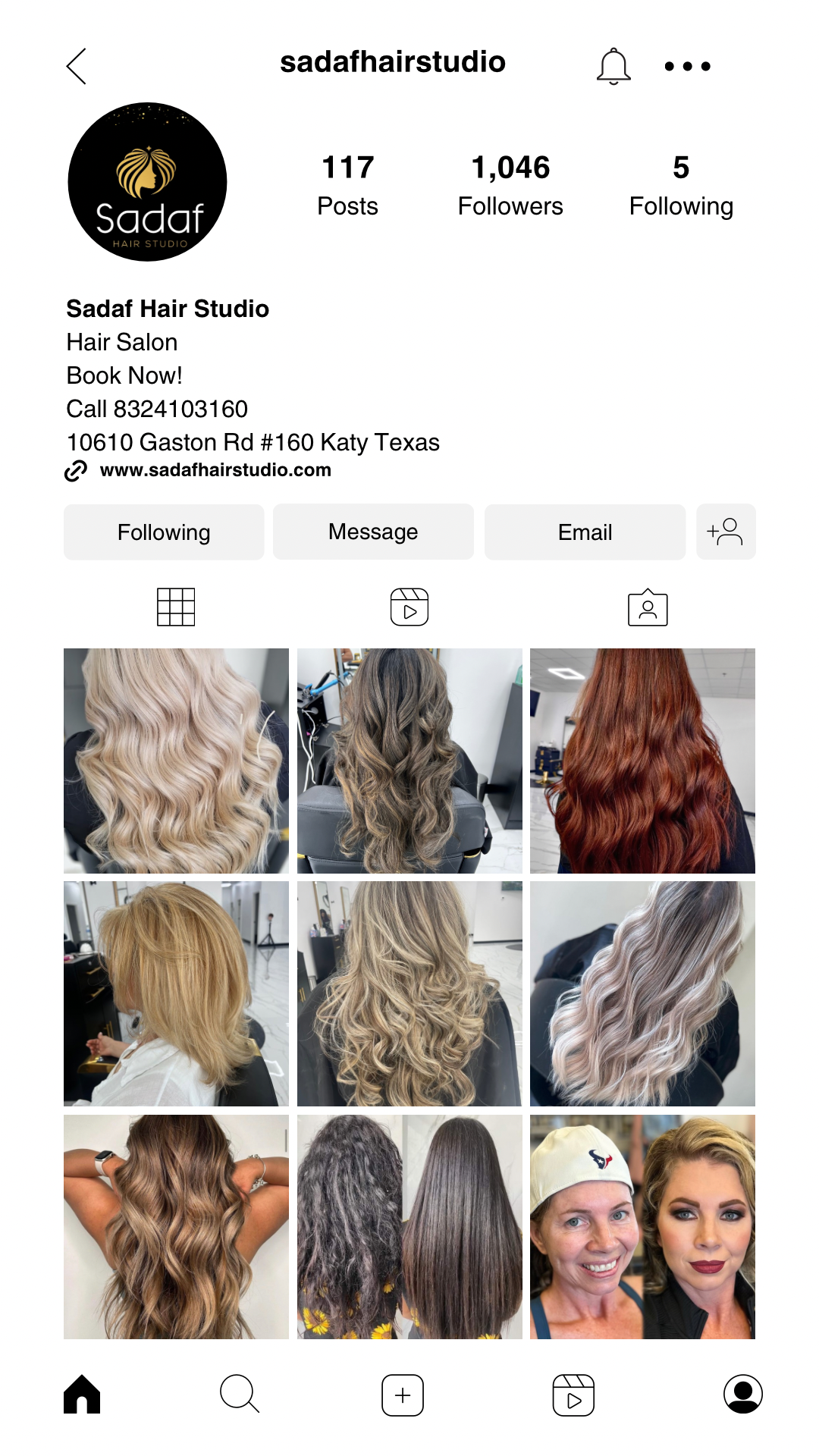 Follow us on Instagram at Sadaf Hair Studio