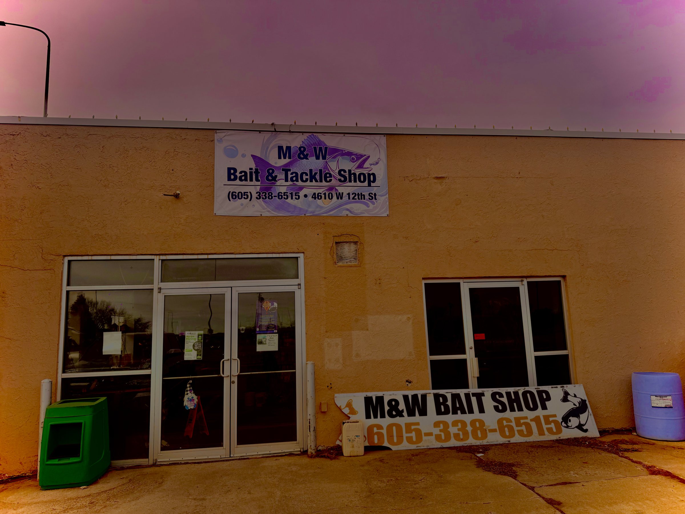 M & W Bait & Tackle Shop interior with tackle and equipment