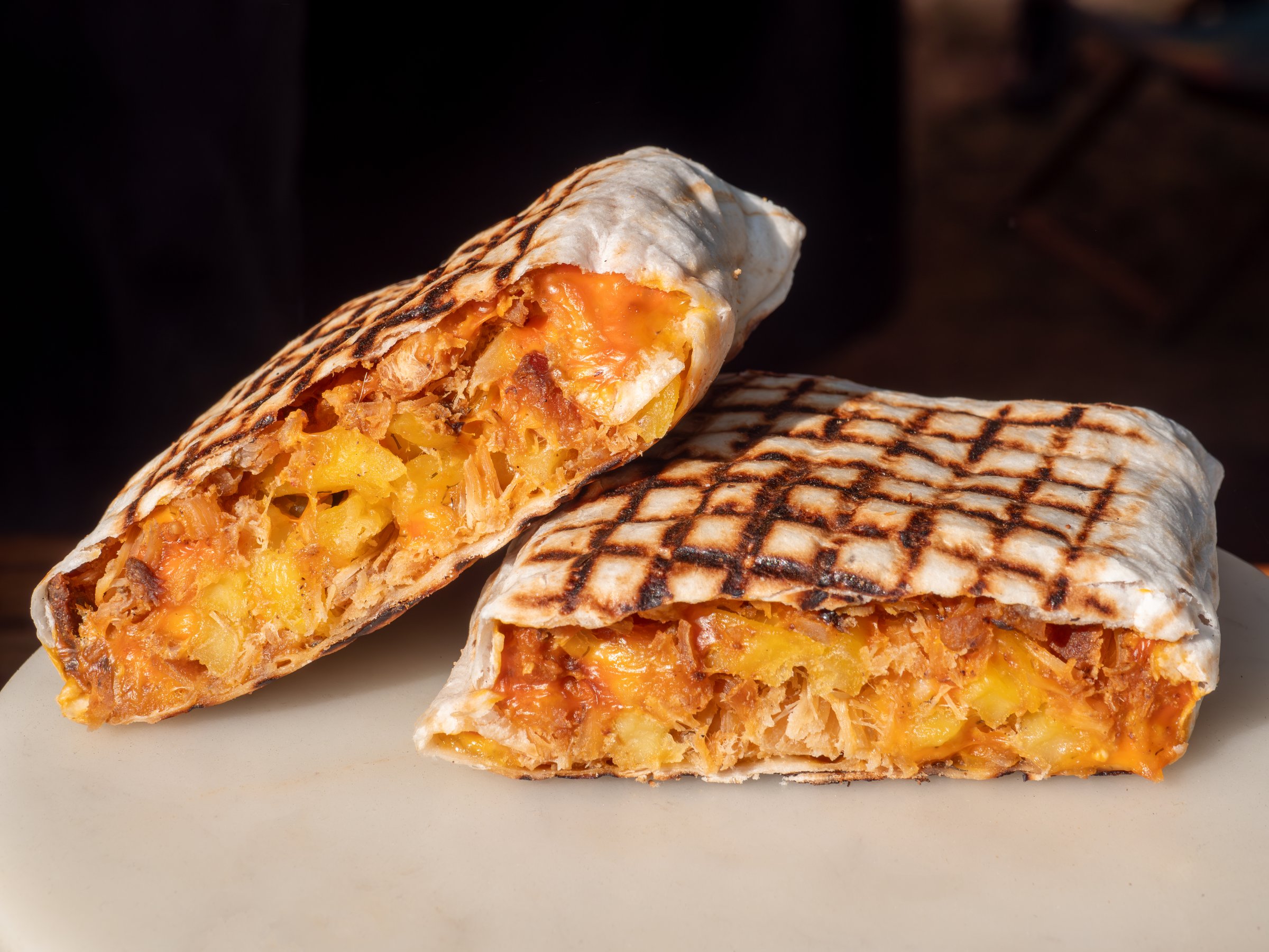 Classic French Tacos or Matelas with Delicious Chicken, Cheese and Vegetable Filling