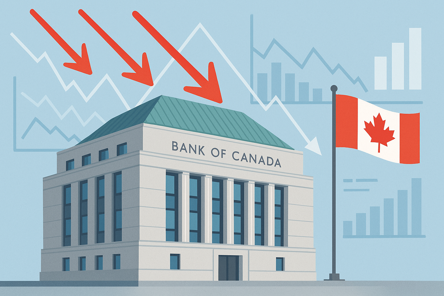 Bank of Canada building with interest rate cut announcement, October 2025 mortgage update