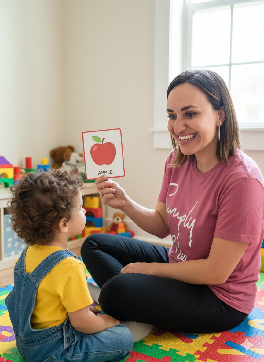 Professional nanny coaching session with children and educational activities