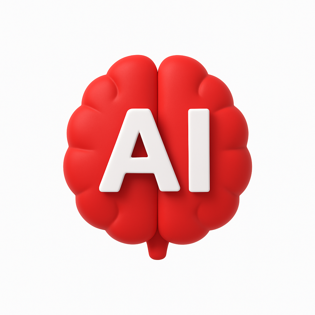 Cerebro con chip rojo 3D