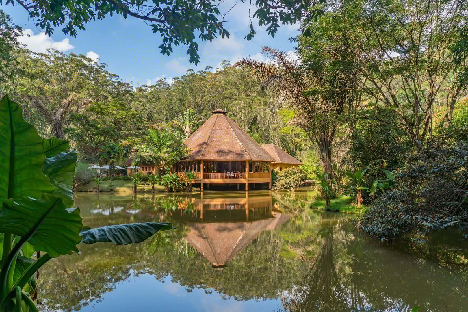 Andasibe, Madagascar - May 26.2023: Beautiful jungle lodge in the Andasibe Mantadia National Park, Madagascar
