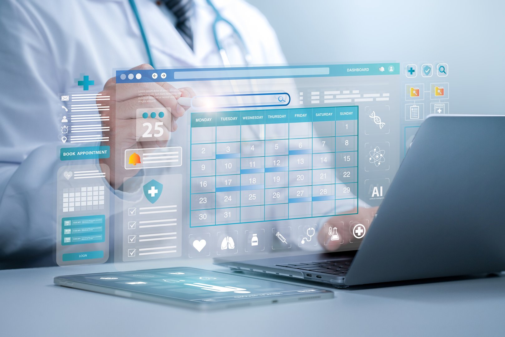 Medical healthcare website on laptop