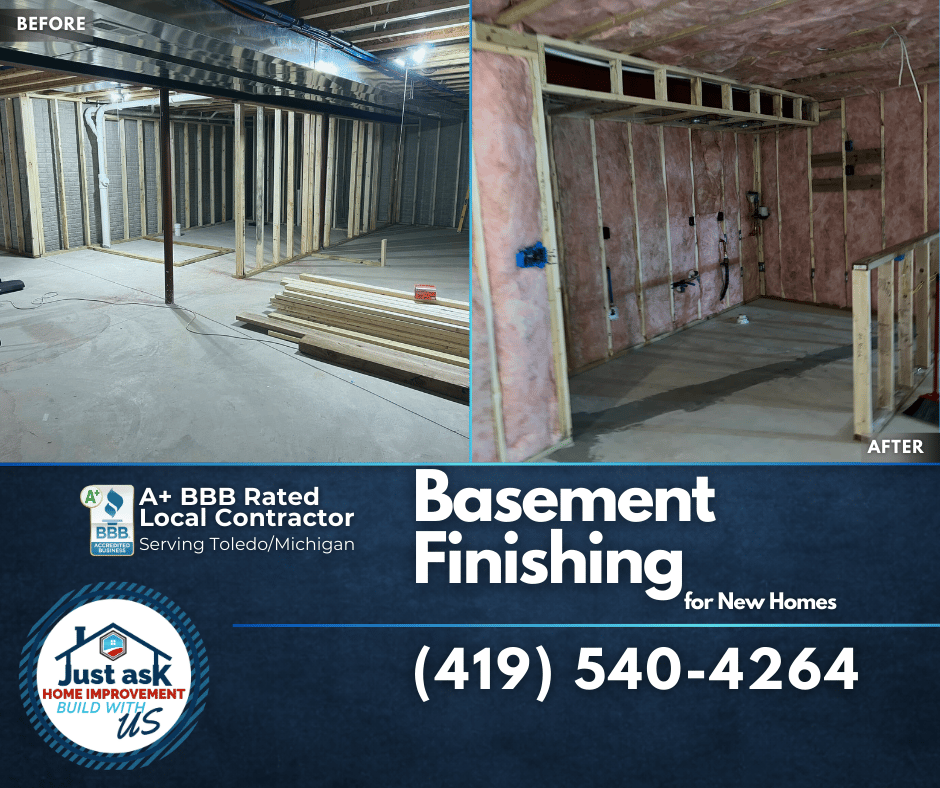 Finished basement project completed by Just Ask Home Improvement
