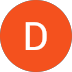 Orange circle with a white letter D in the center, resembling an app or website logo design.