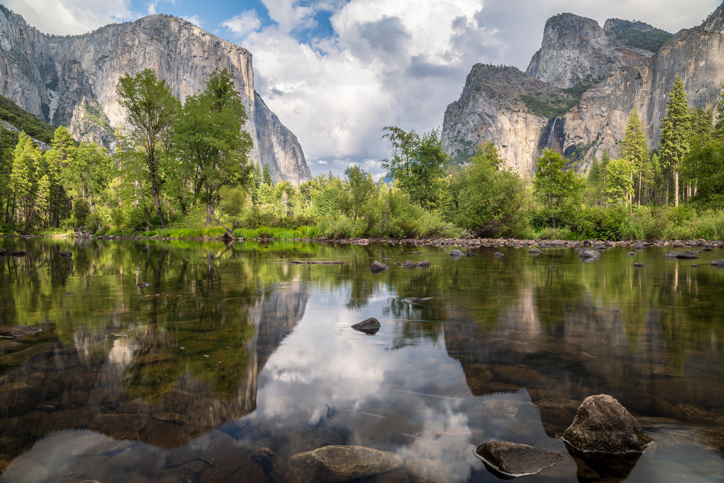 Yosemite Valley reflections in the Merced river, Yosemite National Park, California