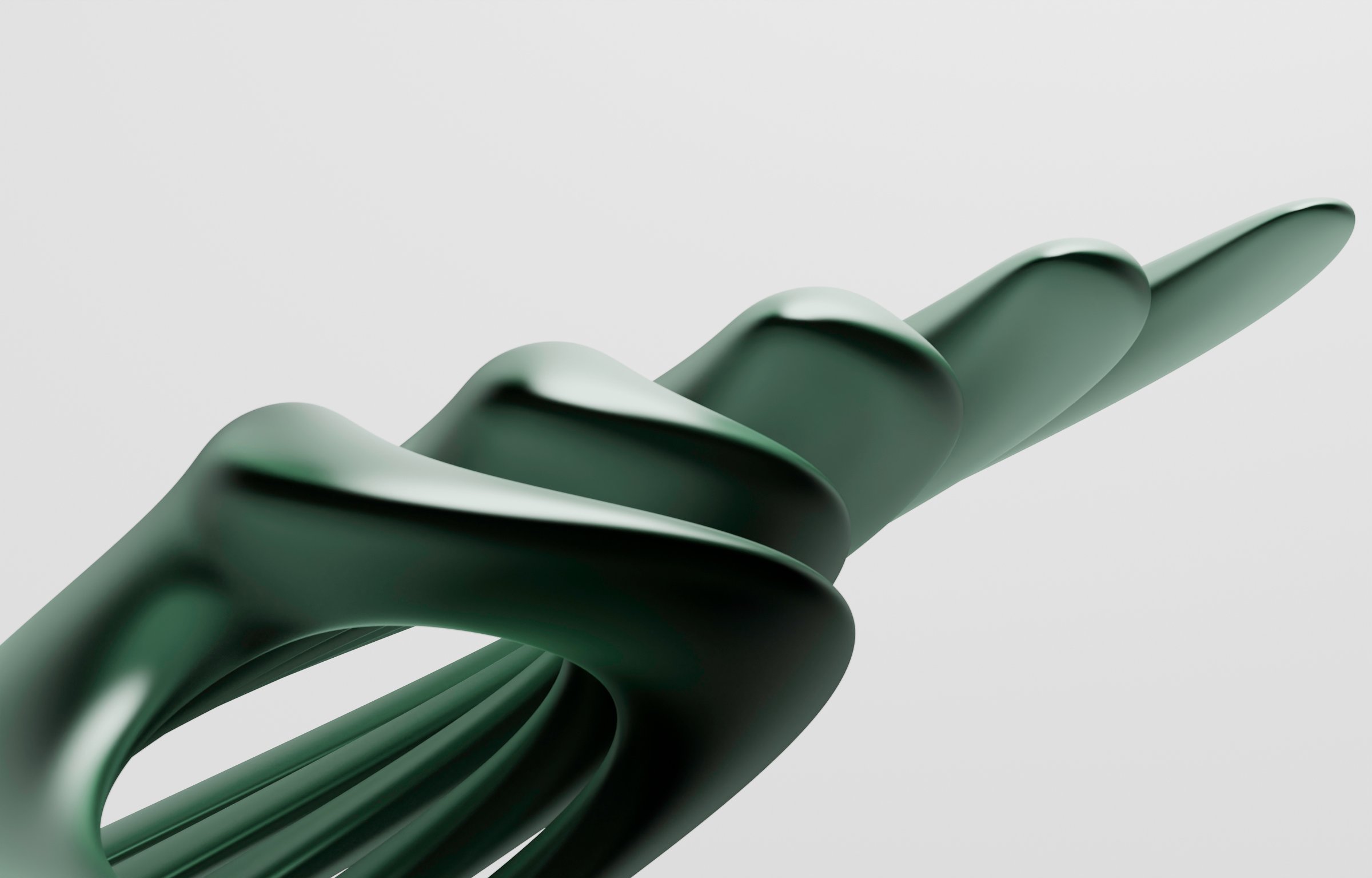 Organic green abstract sculpture in three dimensions