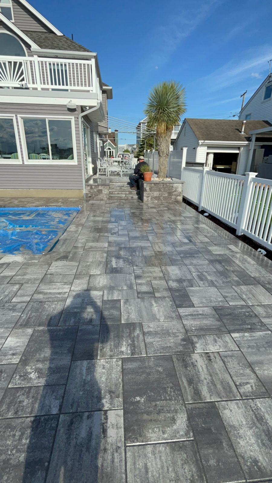 Beautiful pavers around pool installation