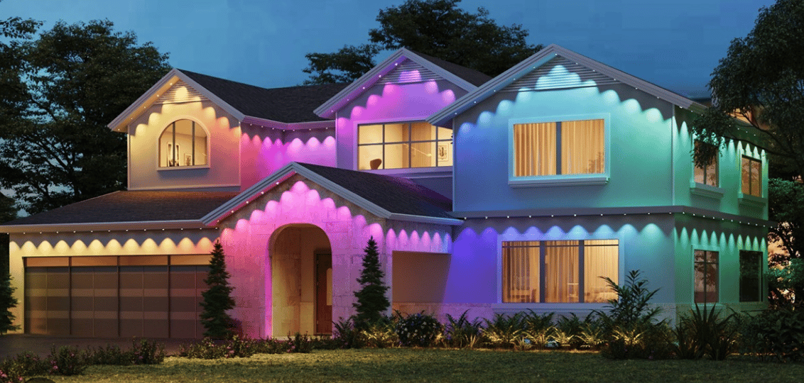 Permanent outdoor lighting installation on South Dakota home