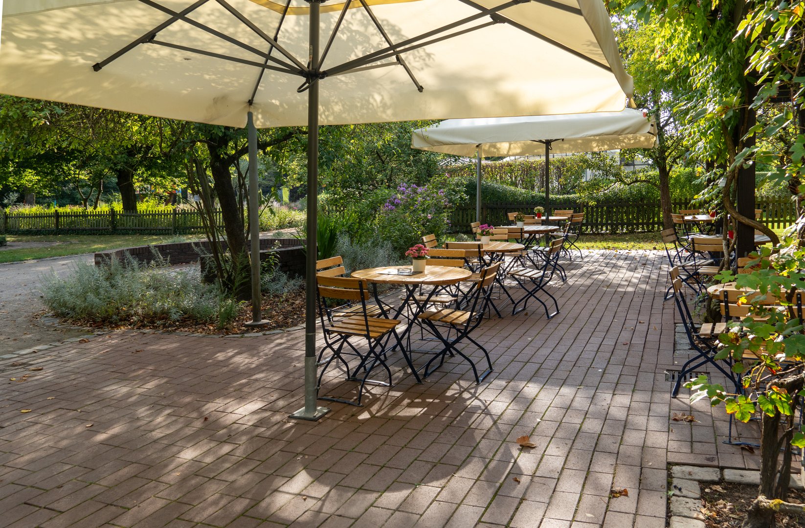 Hamm, Westphalia, September 2024: Beer Garden in the Maximilian Park, a public park in North Rhine Westphalia