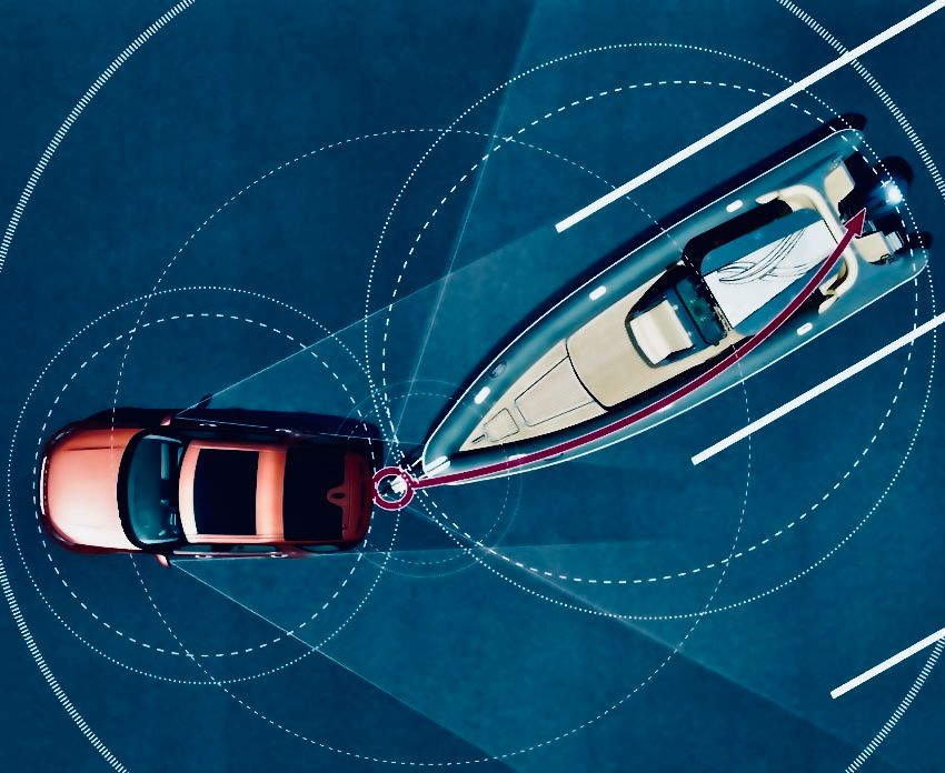 Advanced Tow Assist feature showing trailer reversing guidance system on vehicle display
