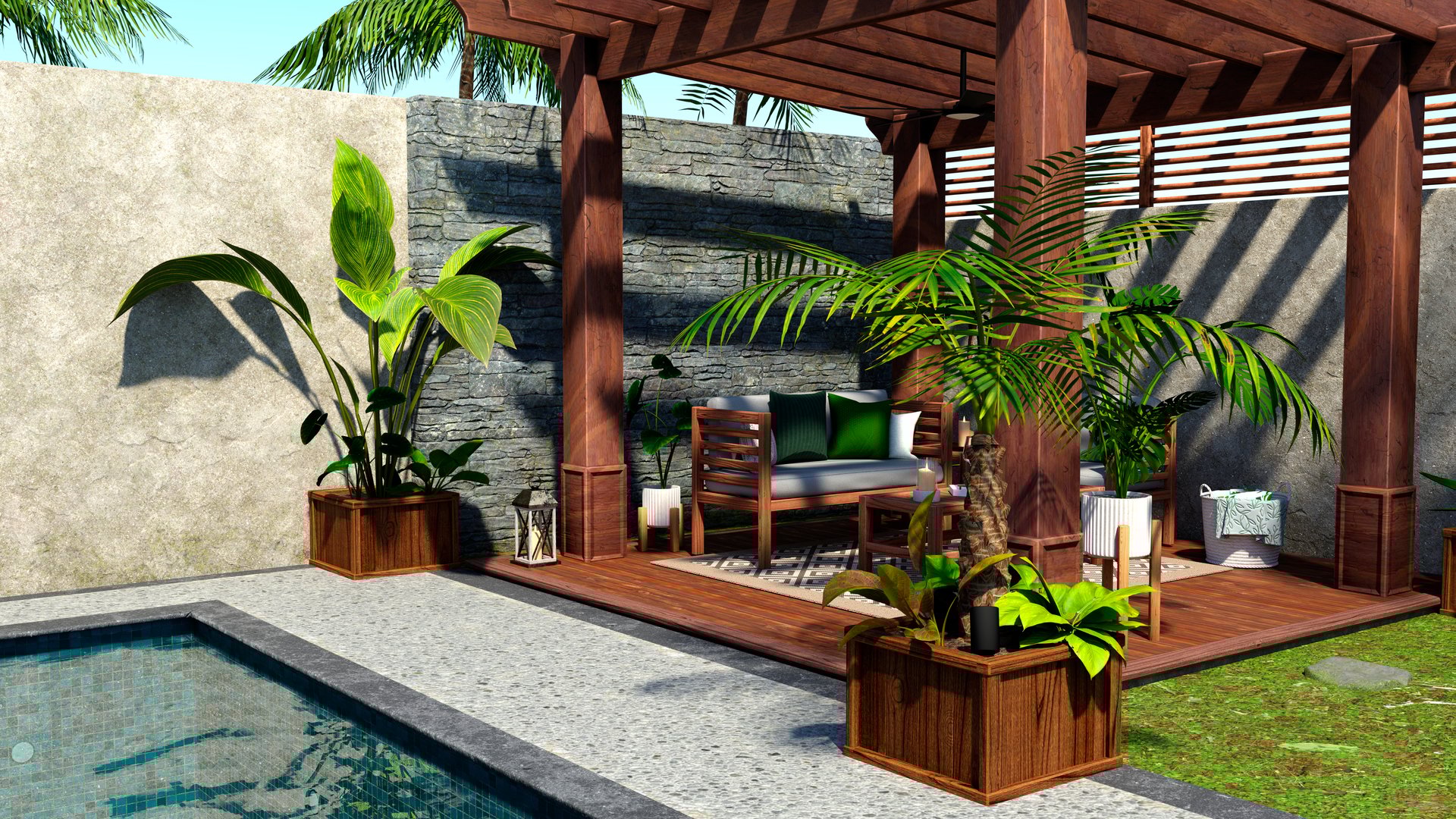 3D rendering of a tropical summer exterior