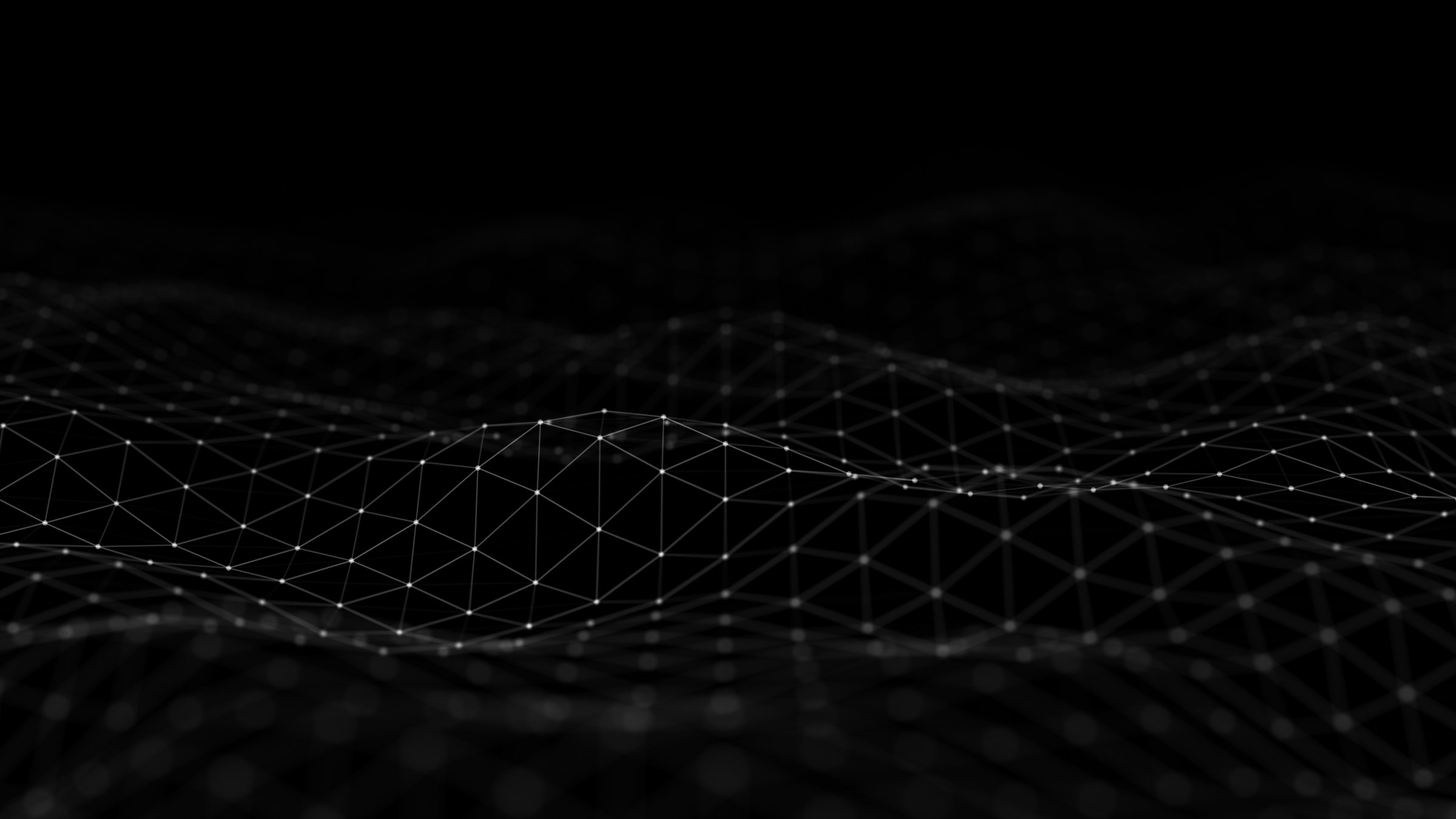 Digital wireframe mesh surface with glowing connection points forming a dynamic network, Technology network and blockchain connection, Big data transfer digital data analysis, Background 4k