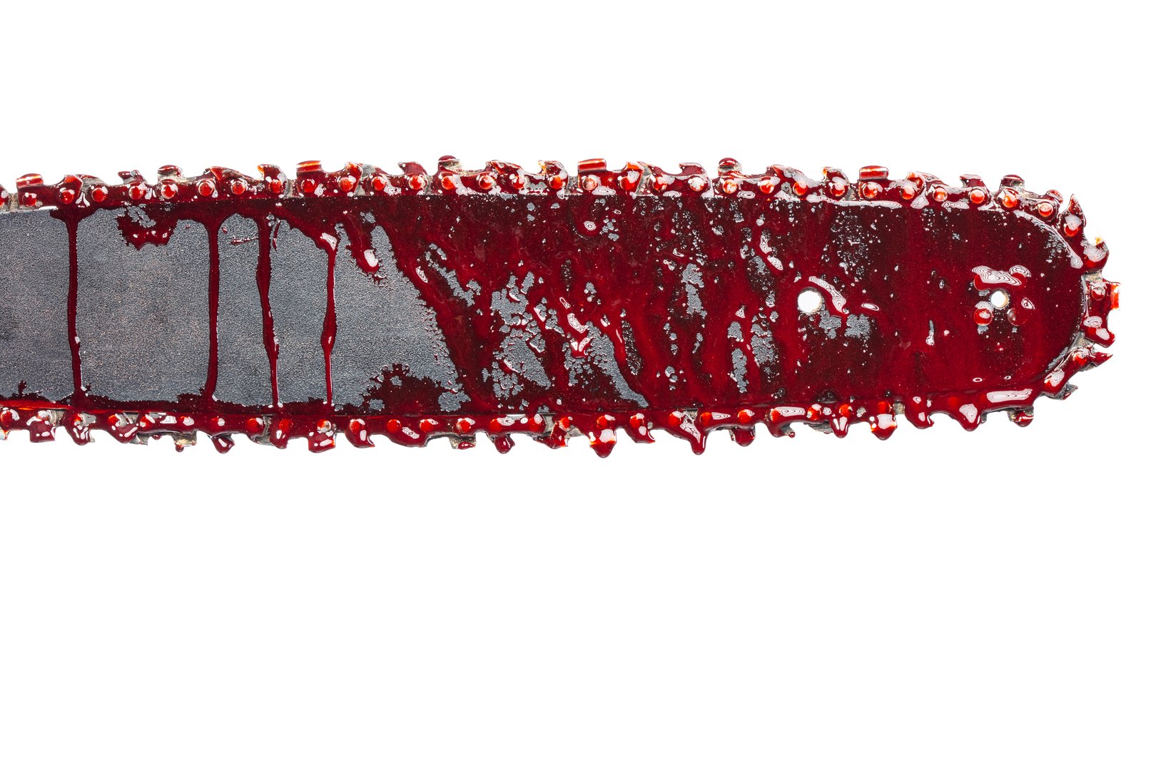 bloody chainsaw isolated on white