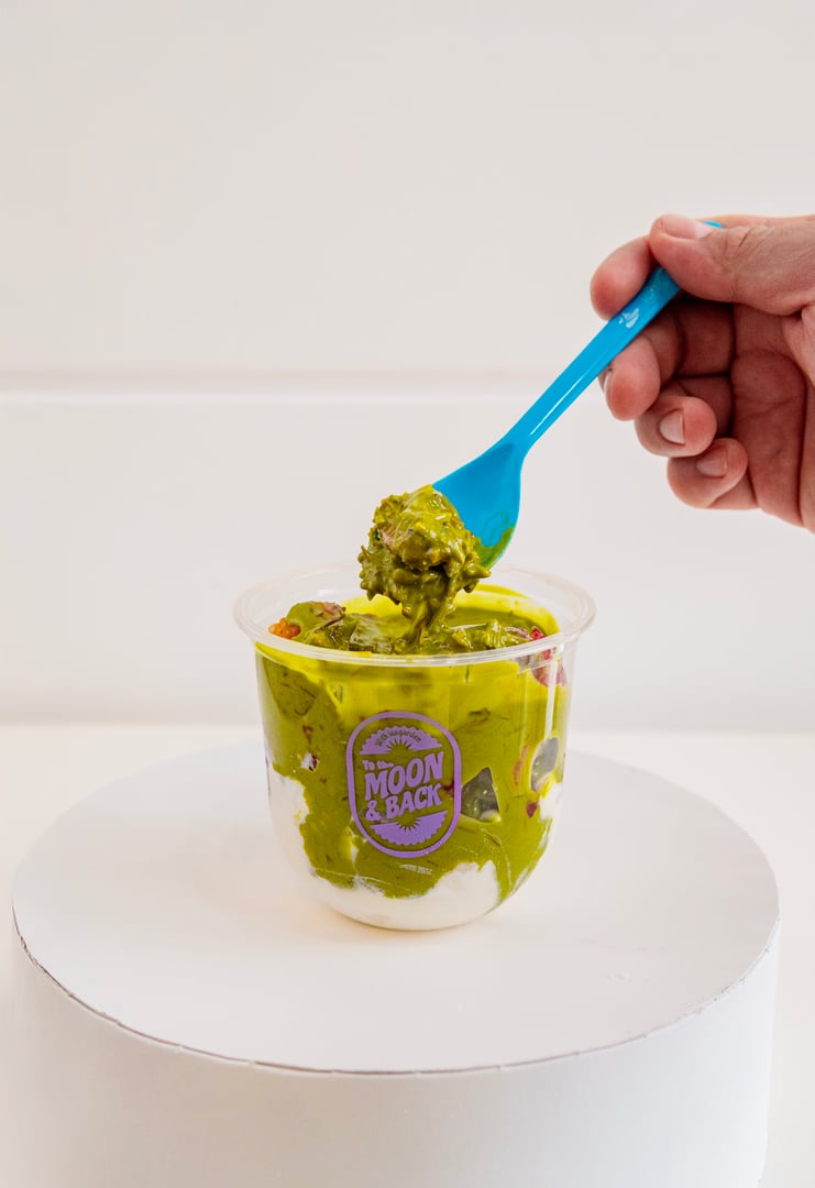 Dubai Chocolate ice cream with pistachio and kataifi