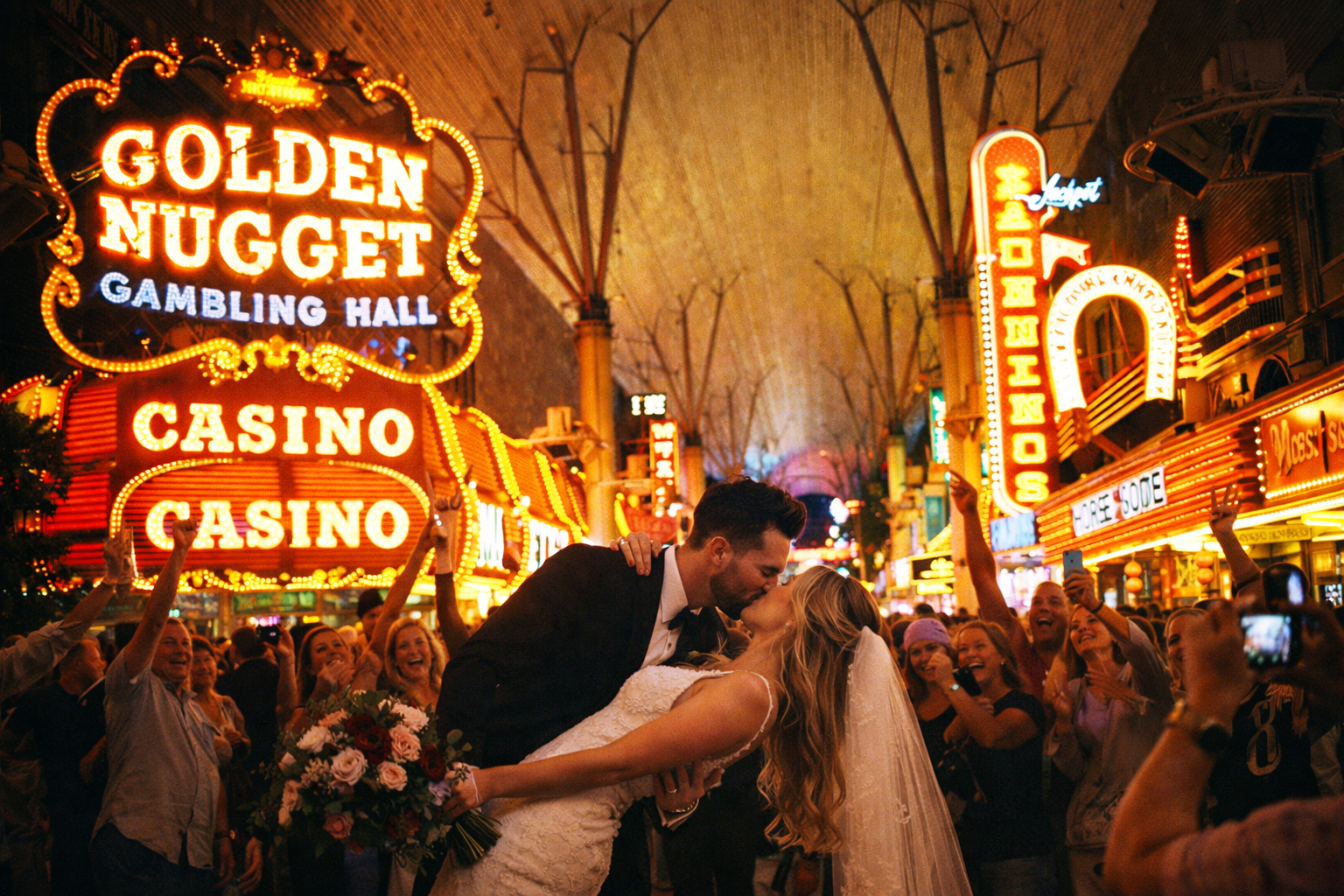 Vintage Vegas vibes 35mm film wedding photography