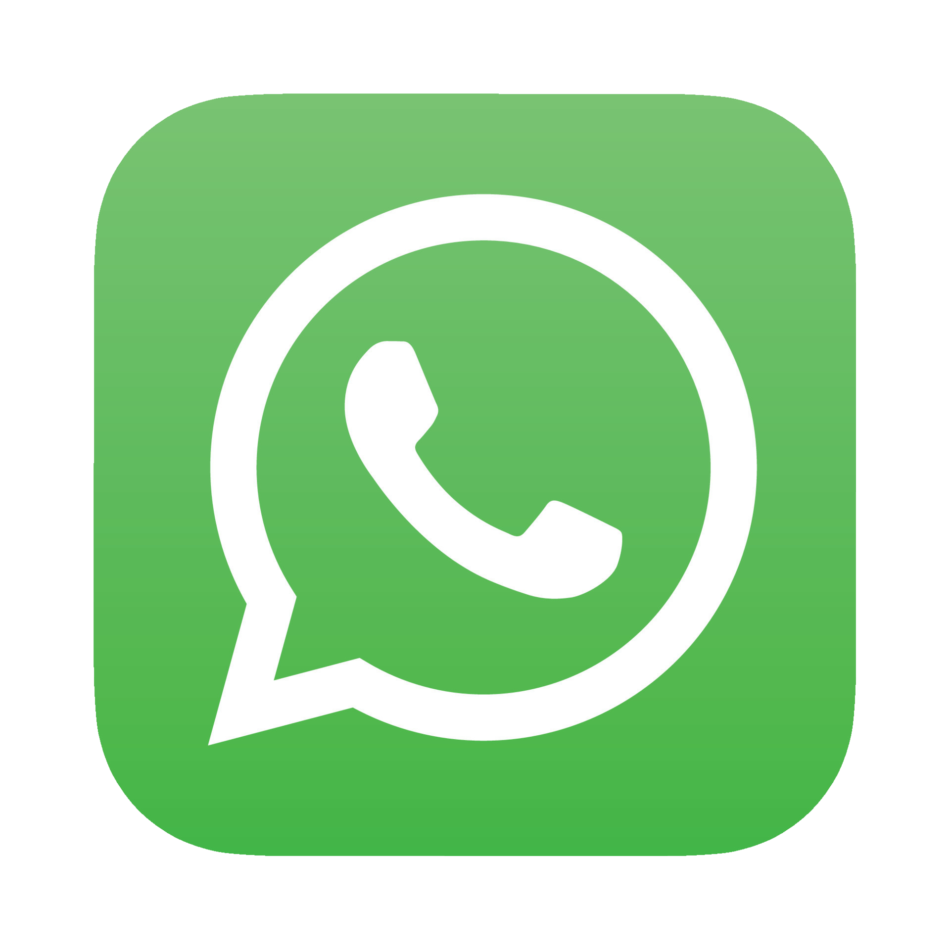 WhatsApp logo featuring a white speech bubble with a phone receiver inside on a green background.
