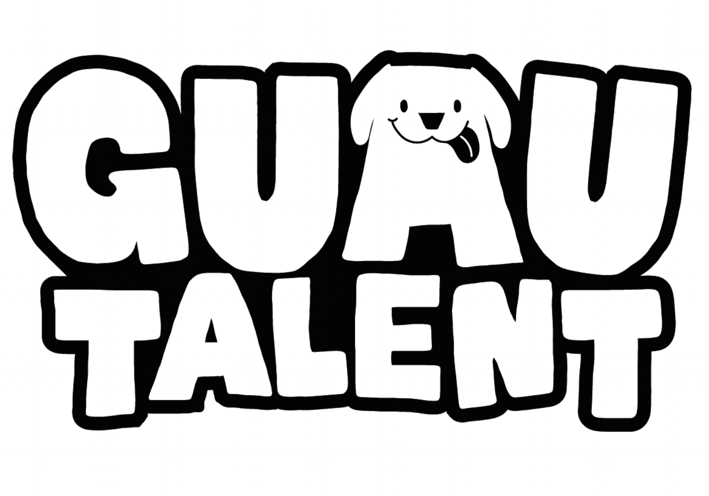 Logo with GUAU TALENT in bold letters, featuring a dog face within the letter A.