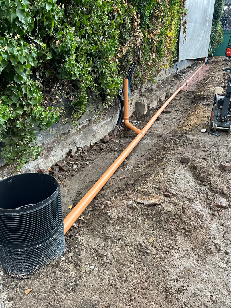 New underground drainage pipework installed