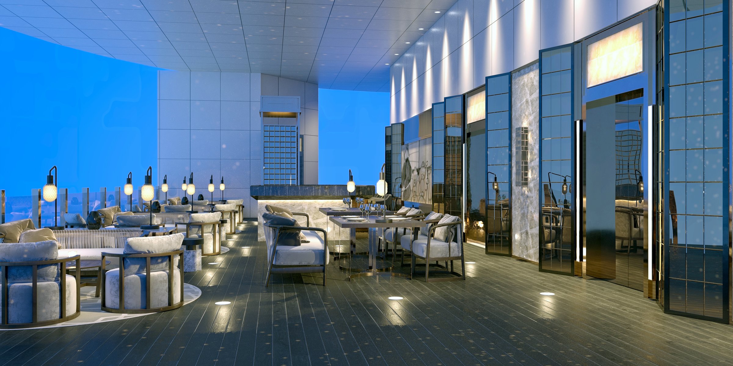 3d render of modern cafe restaurant