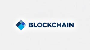 Blockchain logo featuring a square icon with varying shades of blue next to the text BLOCKCHAIN on a light background.
