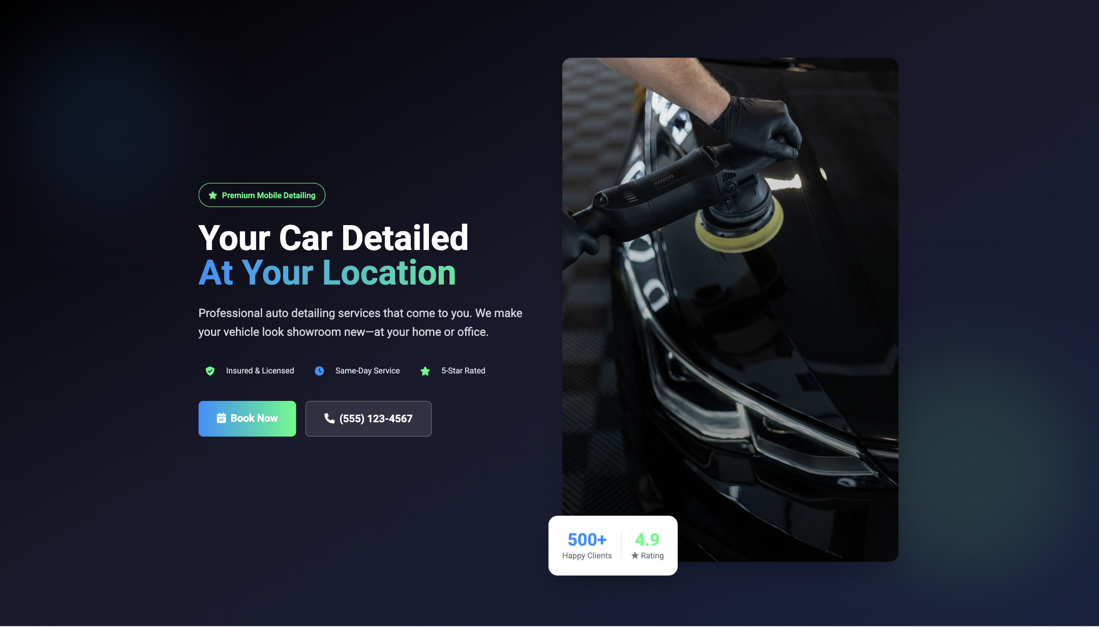Mobile detailing service website example