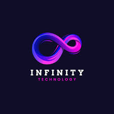 Logo with a blue and pink gradient infinity symbol above the text Infinity Technology on a dark background.