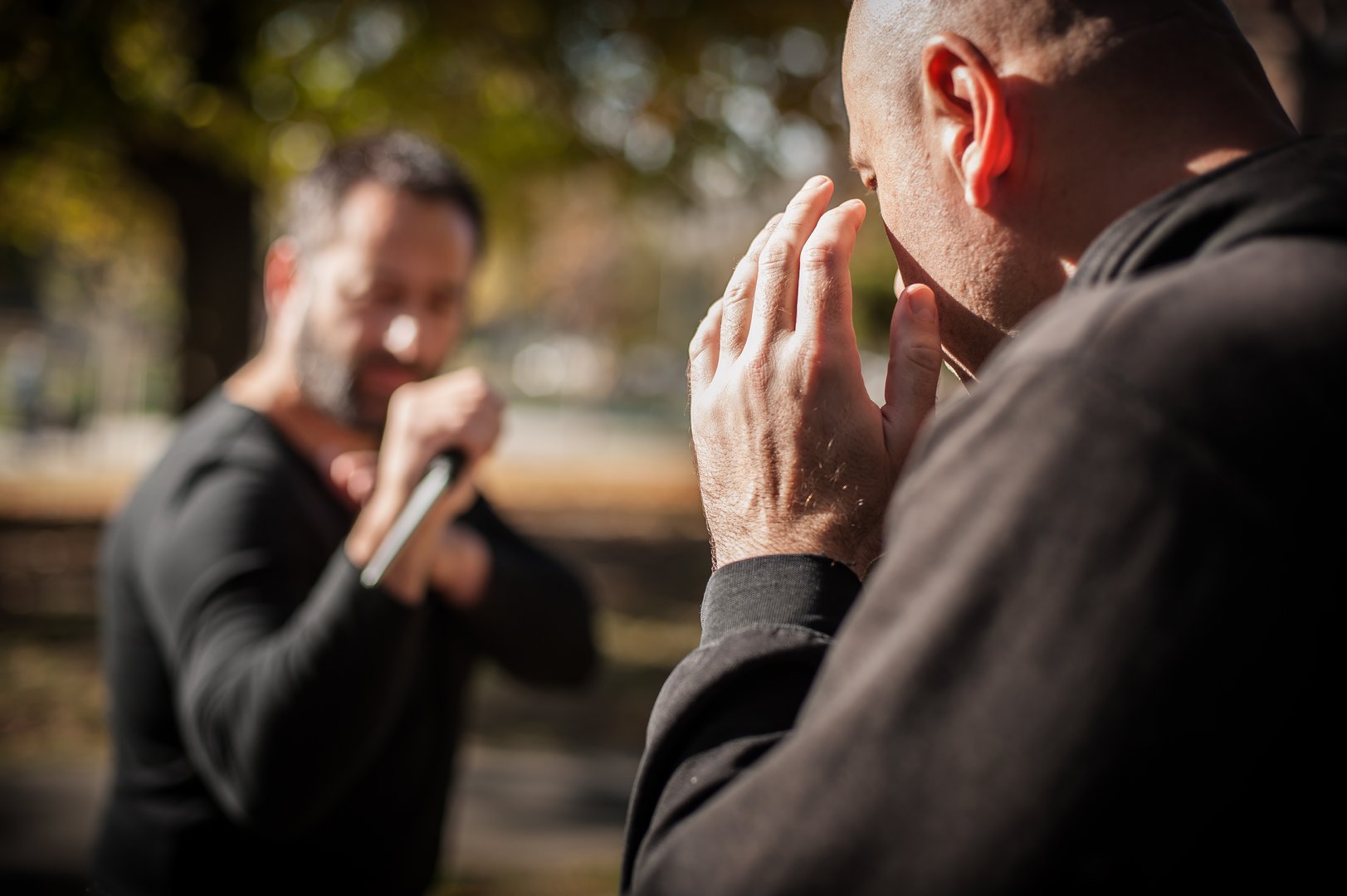 Knife threat self defense demonstration