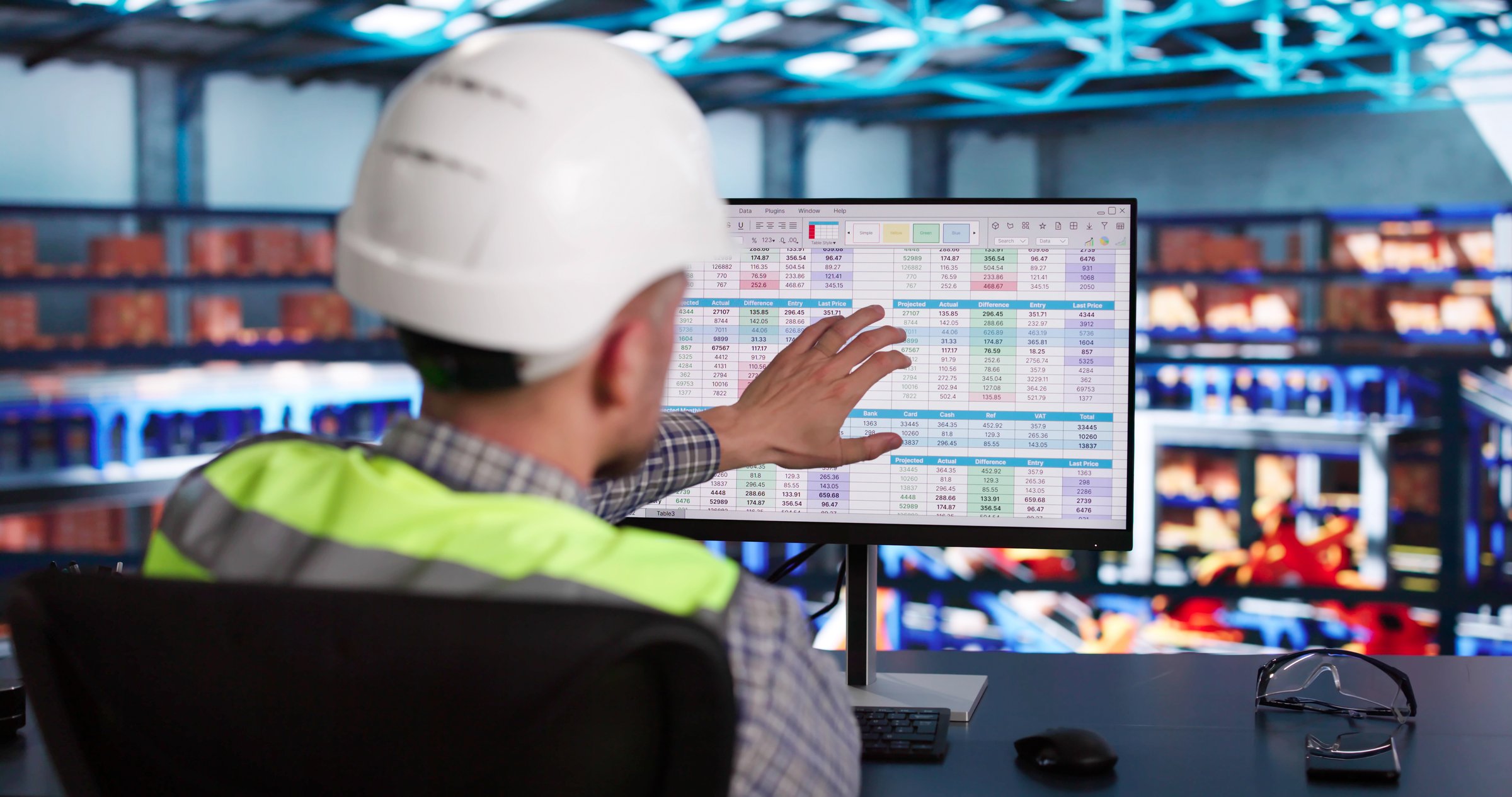 Warehouse Inventory Management On Computer. Staff In Office