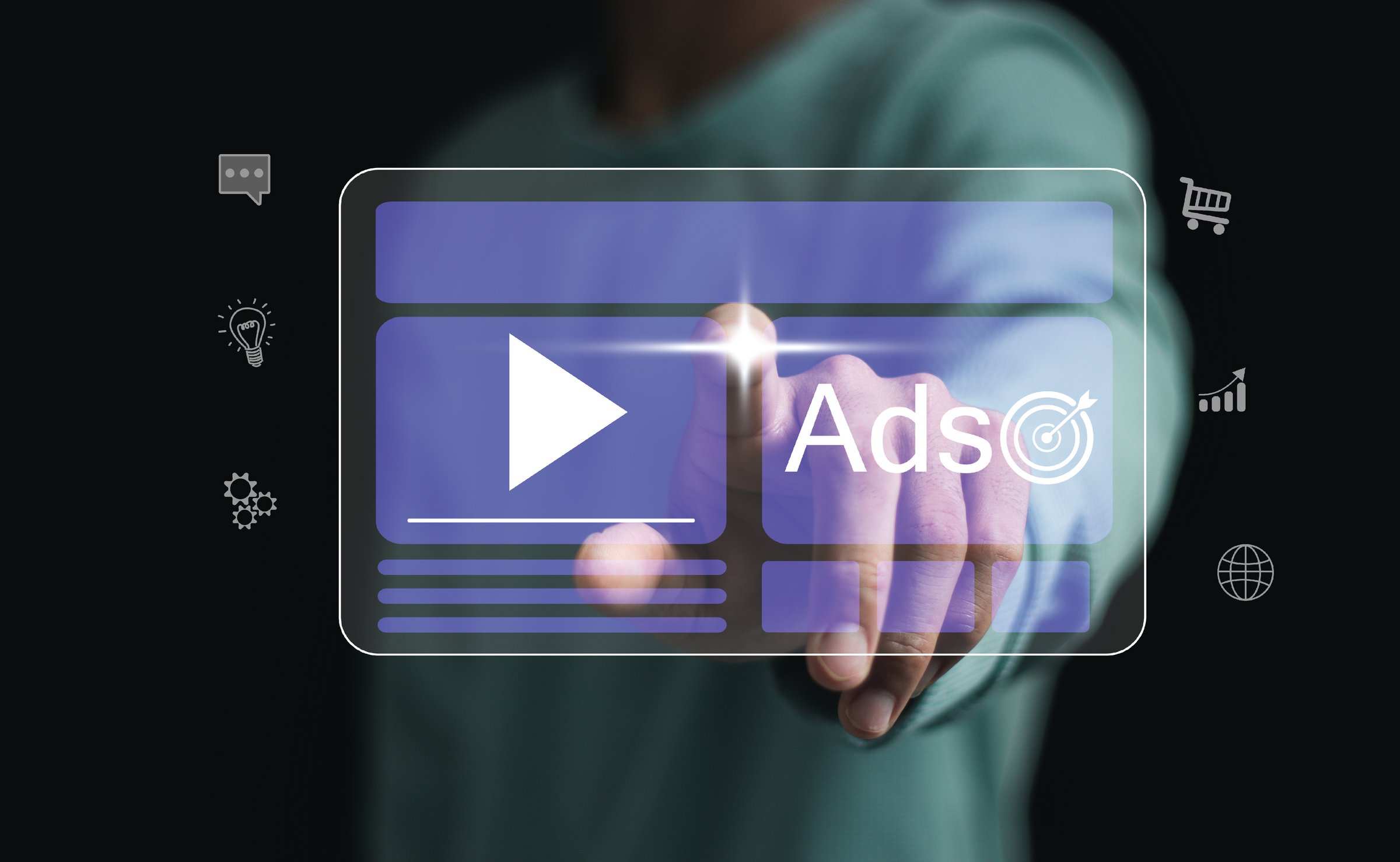 Target advertising online to success concept. programmatic Ad in feed on screen. Optimize advertisement target click through rate and conversion. Dashboard digital marketing strategy analysis.