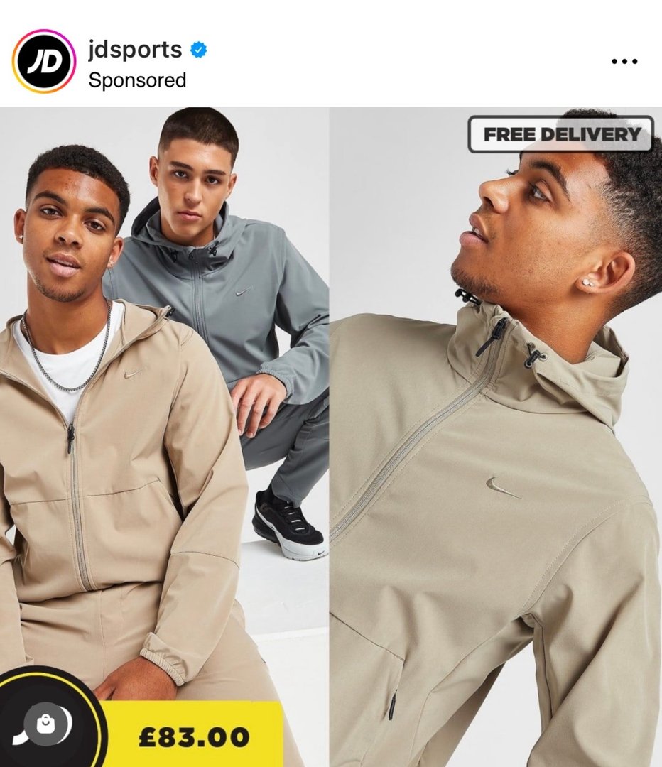 Two male models showcasing Nike tracksuits for JD Sports fashion campaign