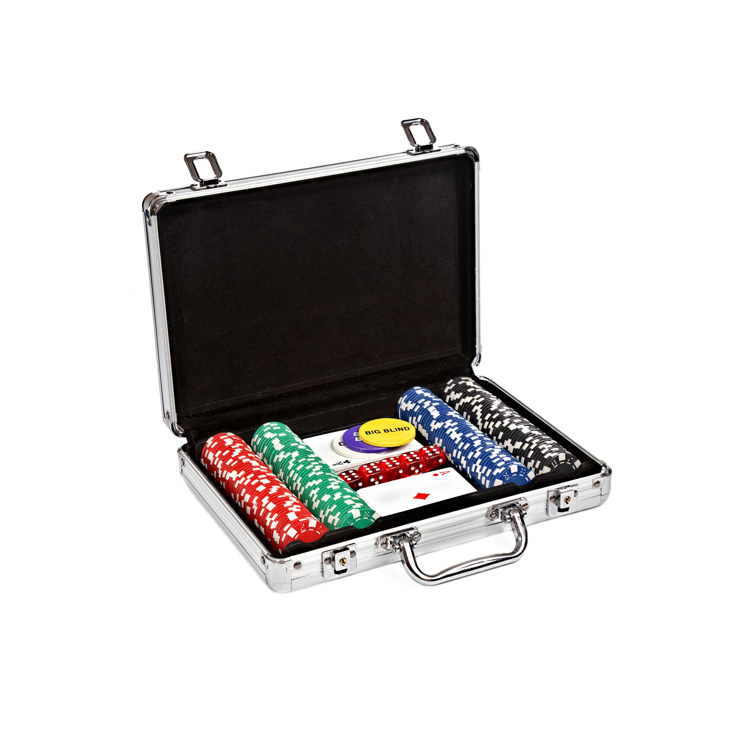 Basic affordable poker chip set with aluminum case for home games