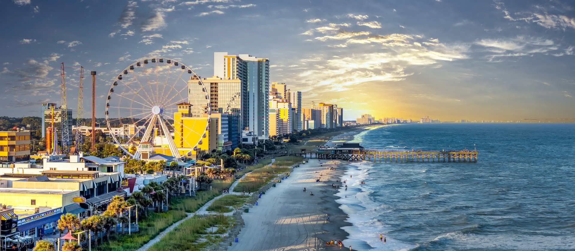 Myrtle beach Boardwalk sunset view