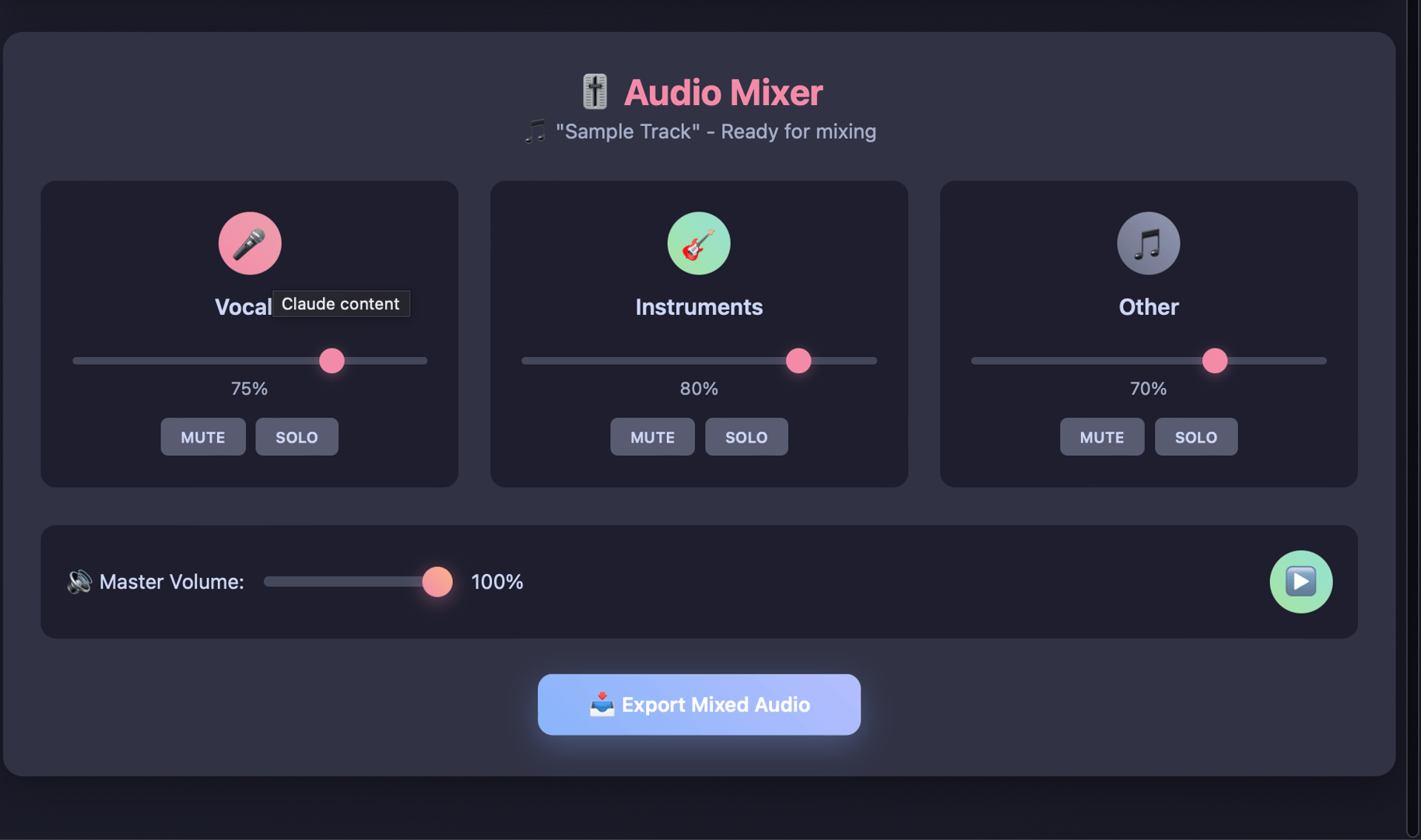 Stem Split audio tool