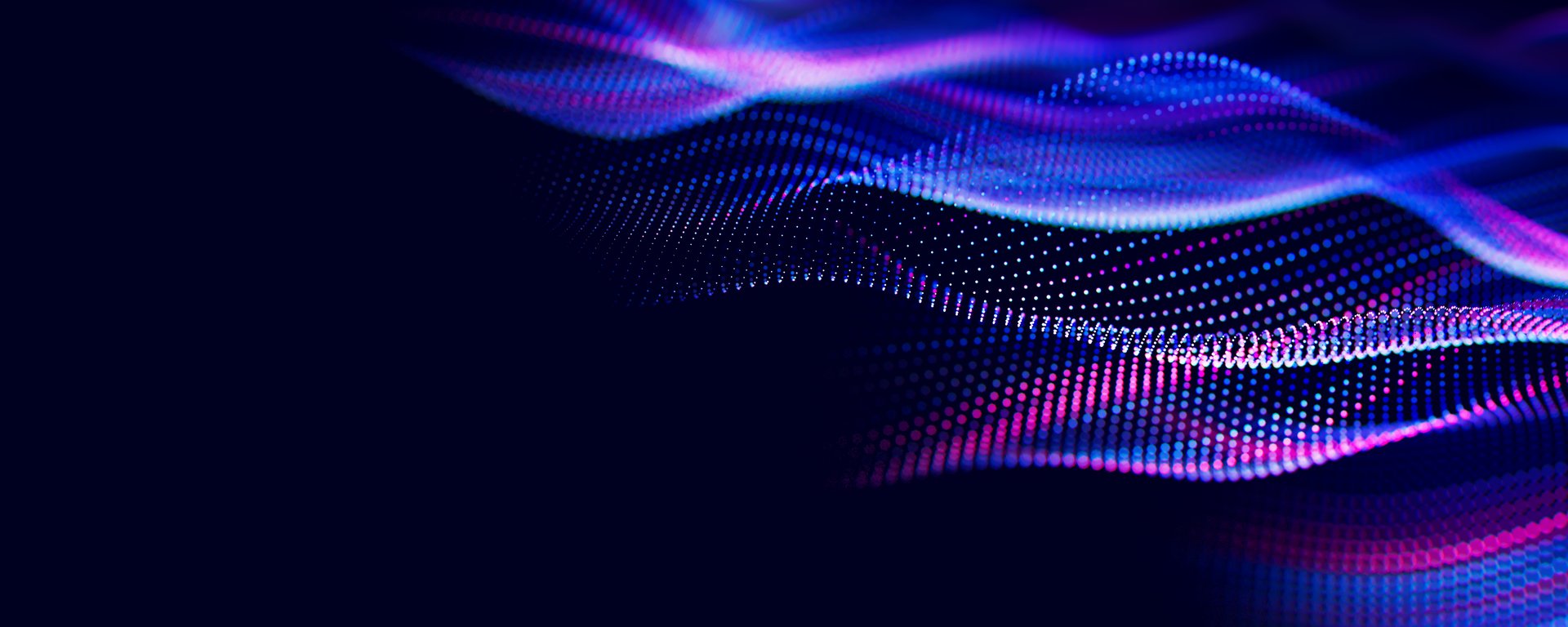 Abstract wave of particles. Big data digital flow concept. LLM learning process, AI technology. Quantum computing. 3d render illustration with place for text.