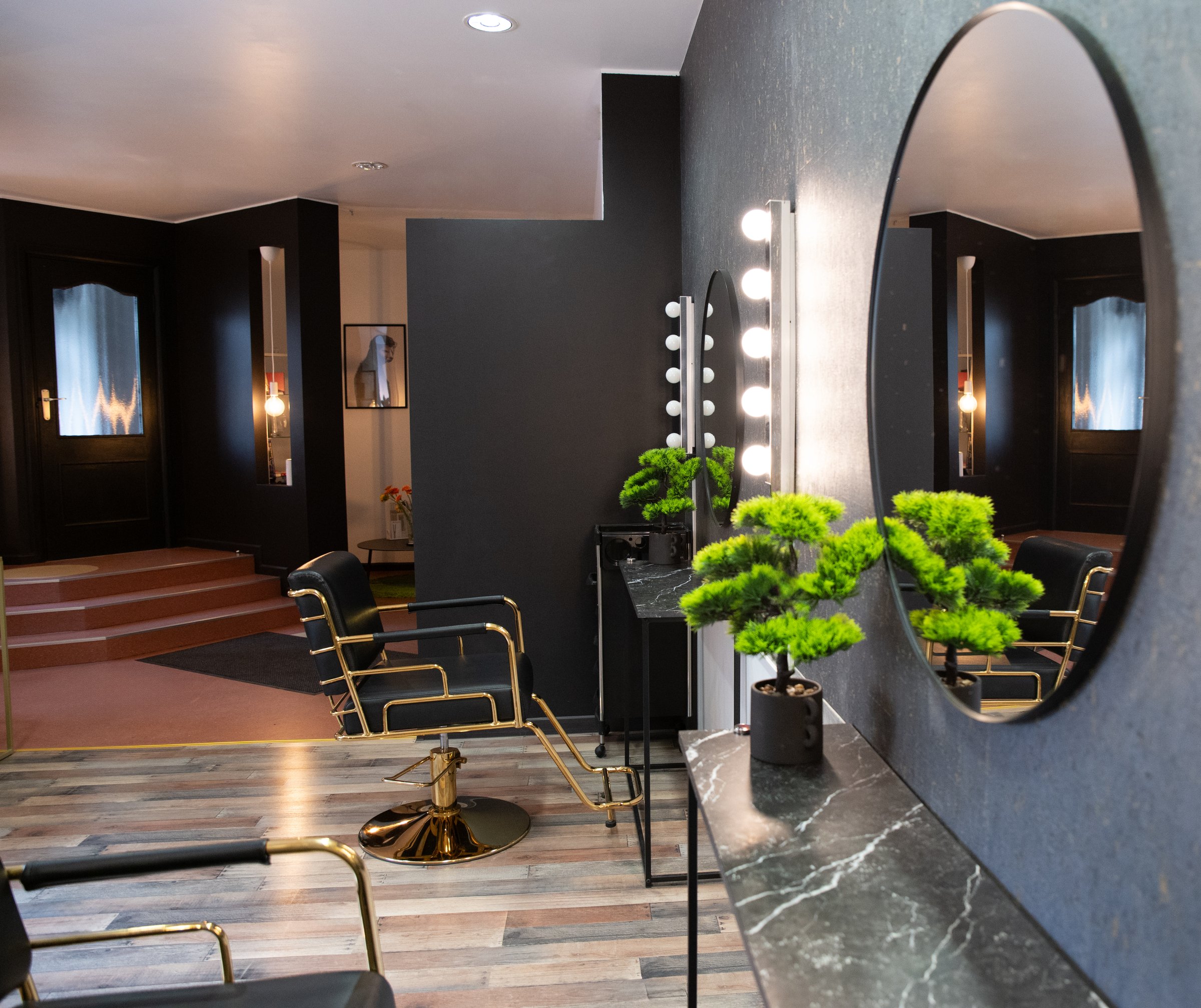 Hair beauty salon modern interior design with cosy atmosphere. High quality photo.