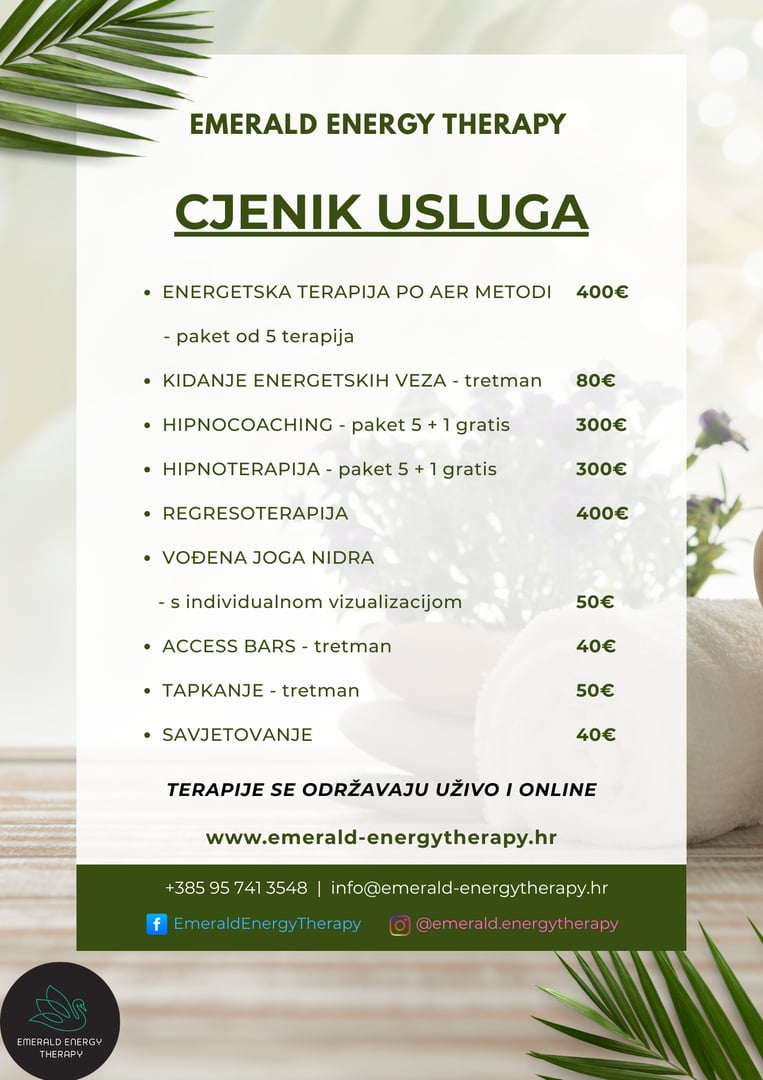 Emerald Energy Therapy Cjenik