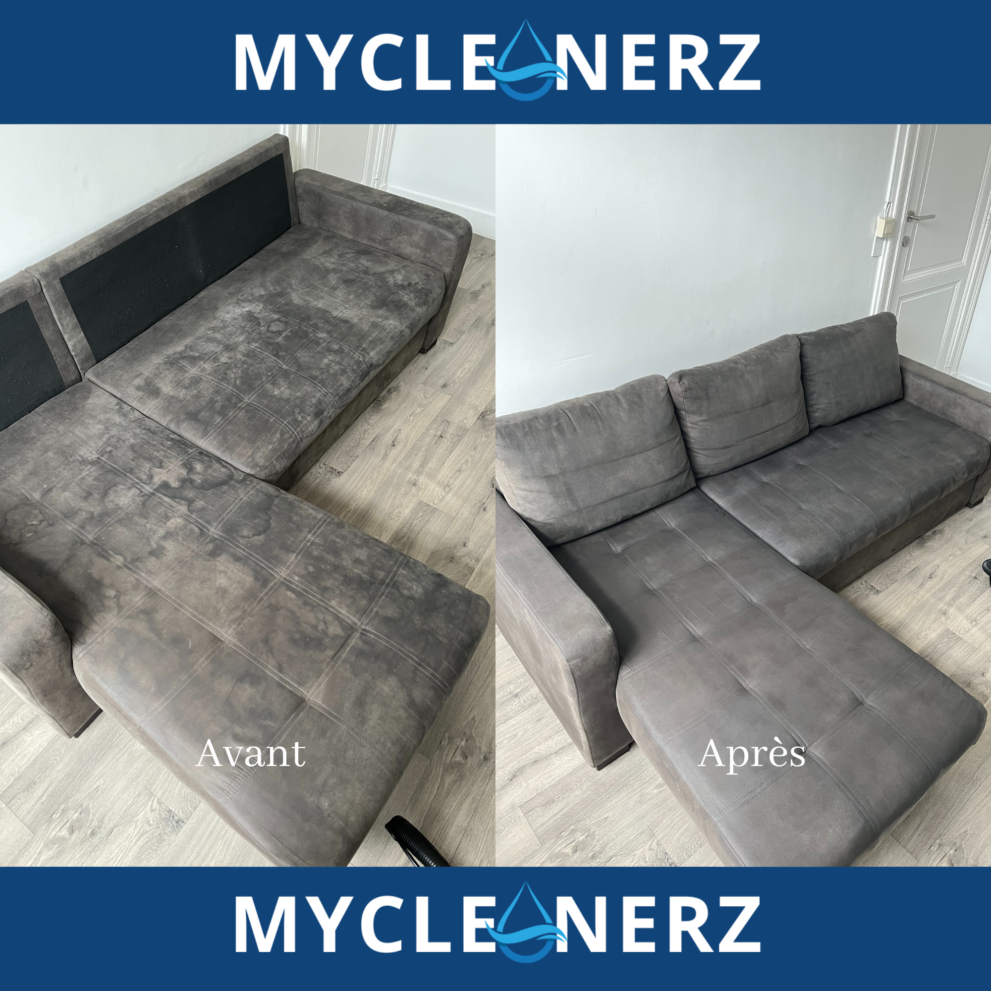 Before and after sofa cleaning comparison