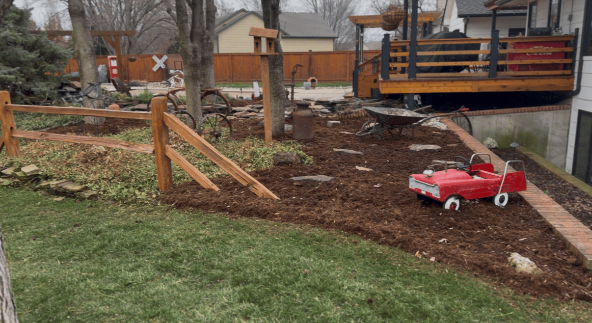 Fresh mulch in landscape beds