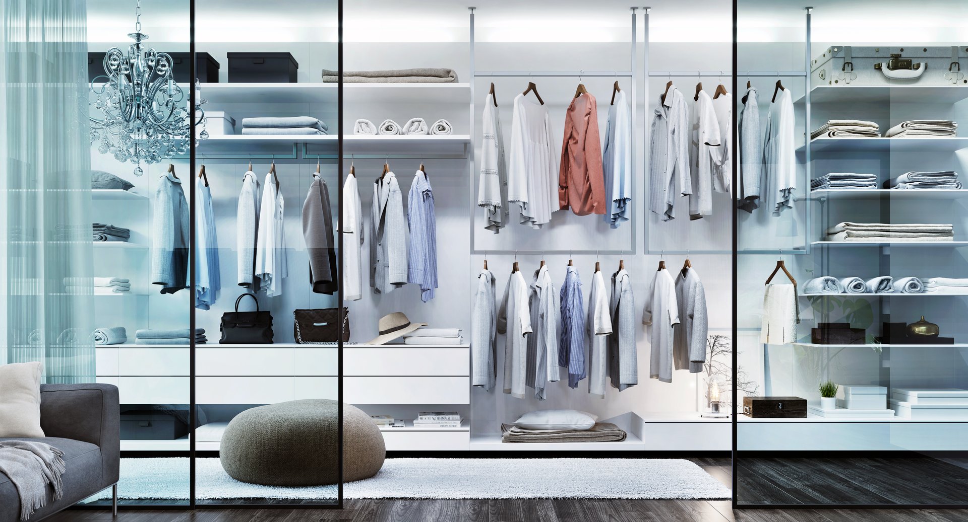 Large dressing room in a modern house