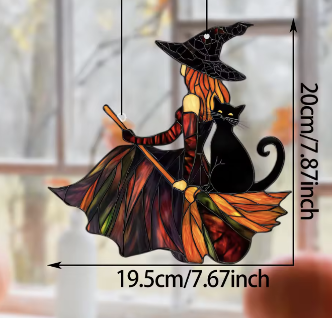 Witch & Black Cat Window Decoration
