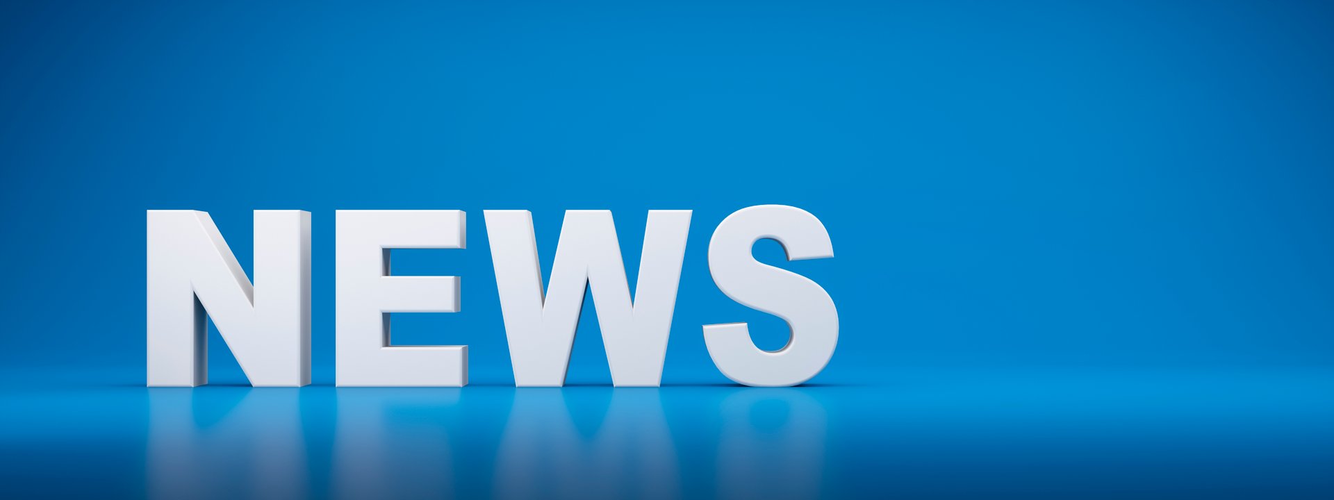 News - White letters on blue colored background