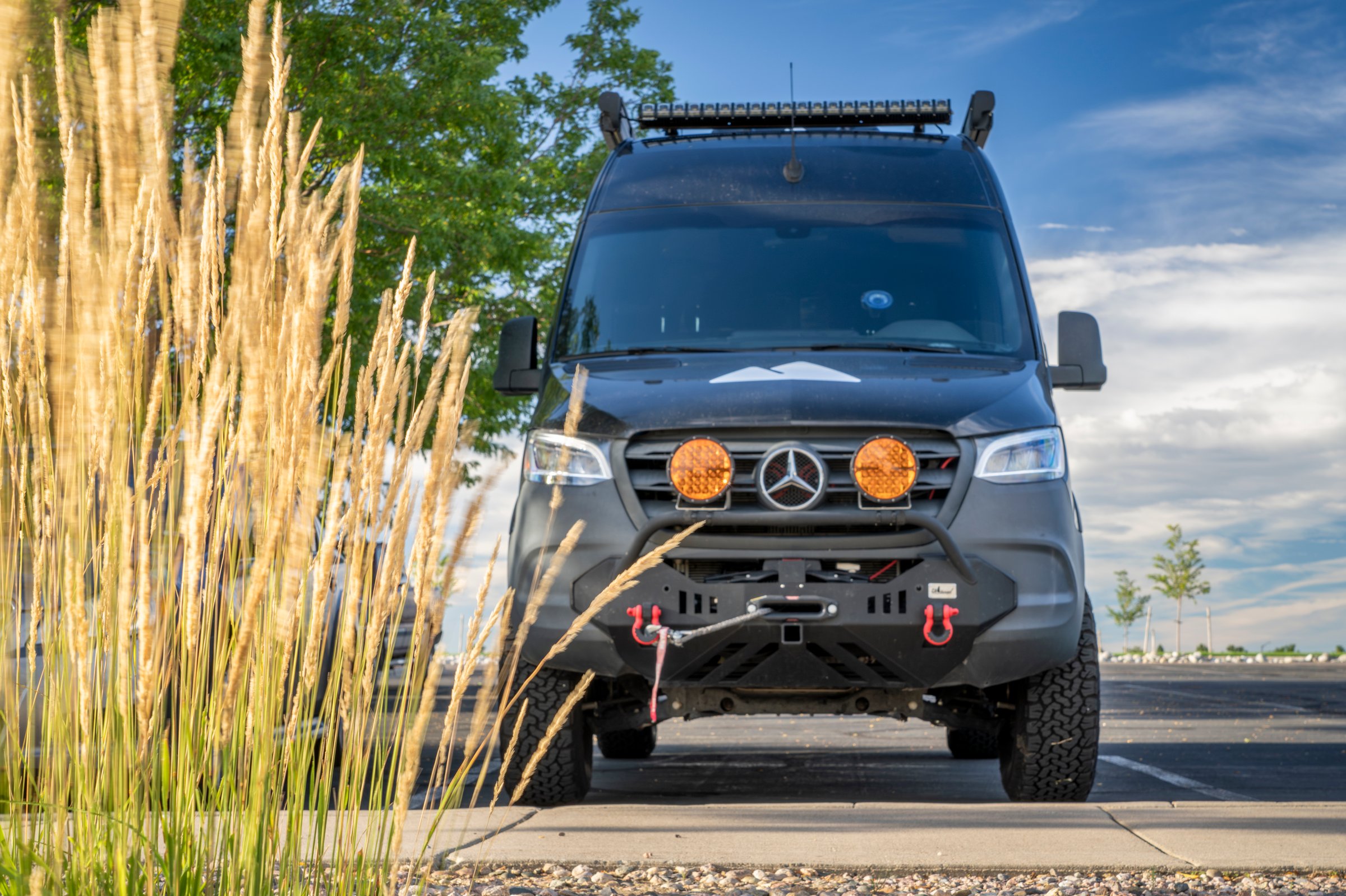 Loveland, CO, USA - August 24, 2024: Storyteller Overland Mode, 4x4 camper van on Mercedes Sprinter chassis, Beast model.