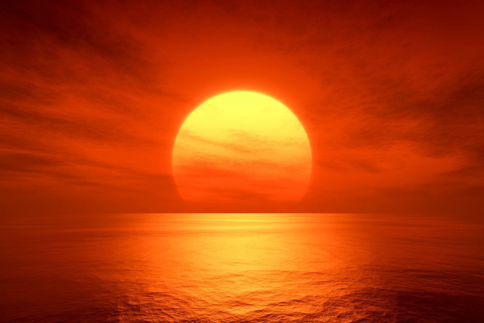 Beautiful red sunset over ocean