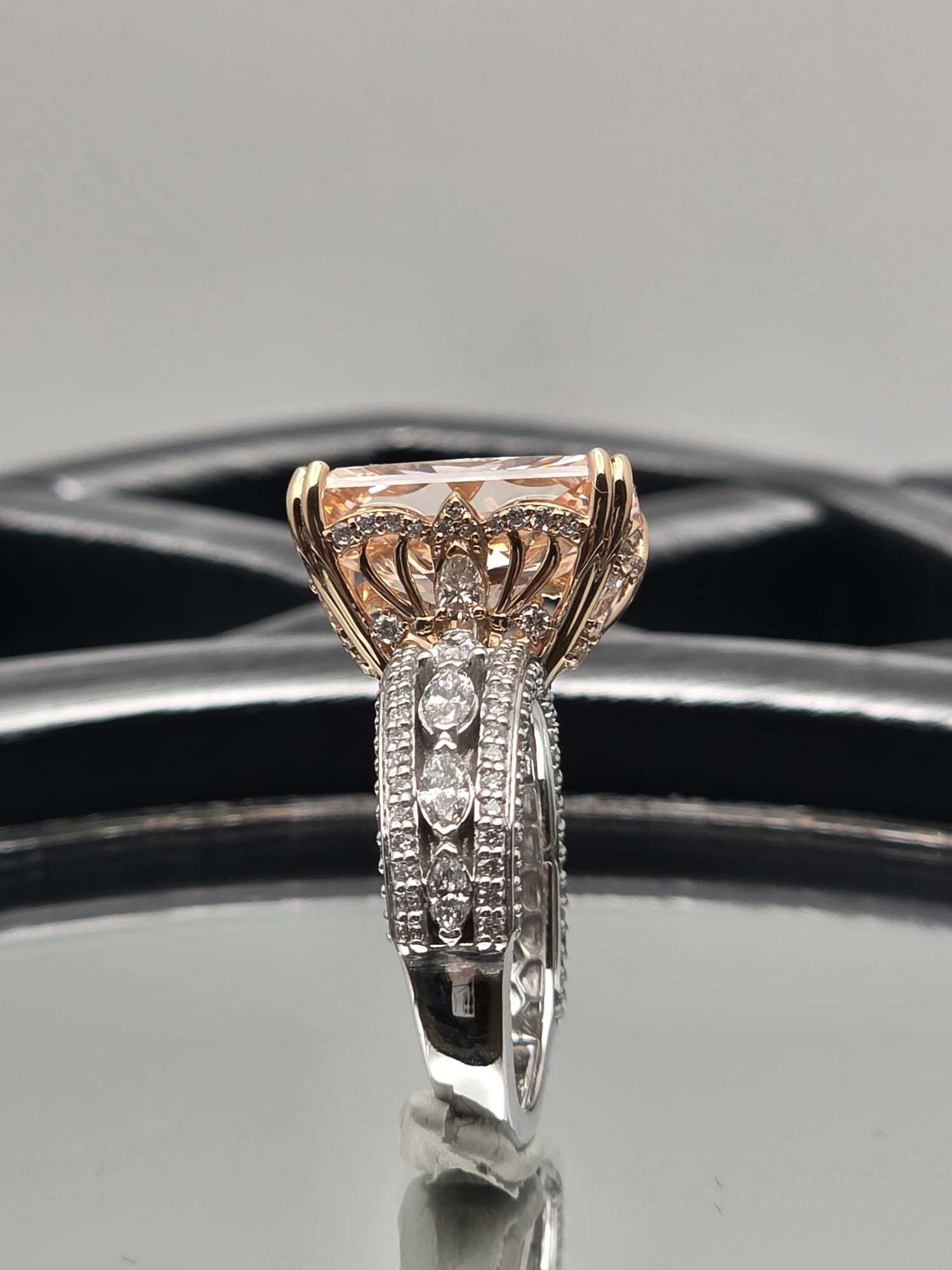 The Monaco Ring - Close-up detail of hand-set diamond accents