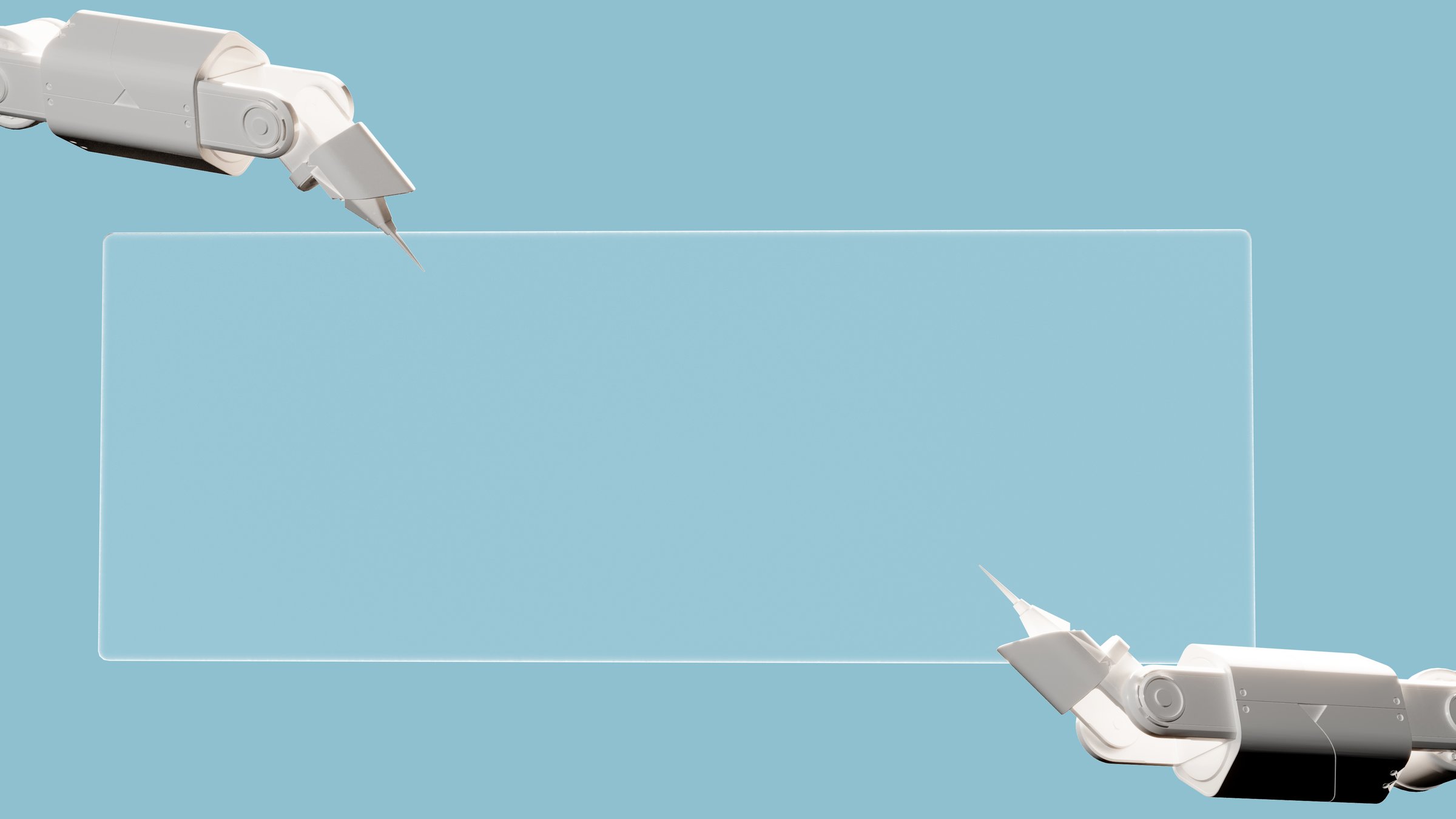 Latest generation robots. Read about robotics. Robotic systems. Advanced surgery, implants. Robotic arms. High precision operations. State-of-the-art hospitals. Copy space. 3d rendering