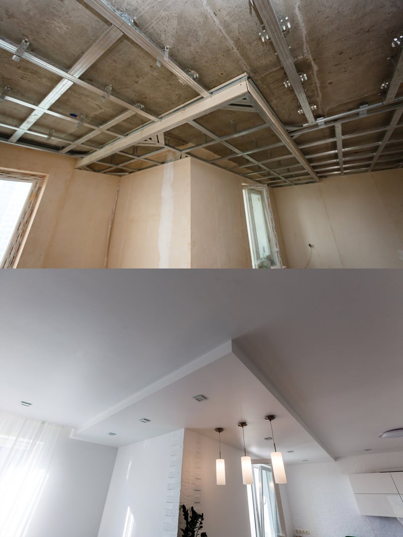 Ceiling frame made of metal profiles